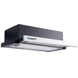 Devanti Rangehood Range Hood Stainless Steel Slide Out Kitchen Canopy 60cm 600mm Black