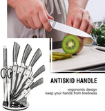 Kitchen Knife Block Set 8 Stainless Steel Knives with Wooden Color Handle (Silver color)