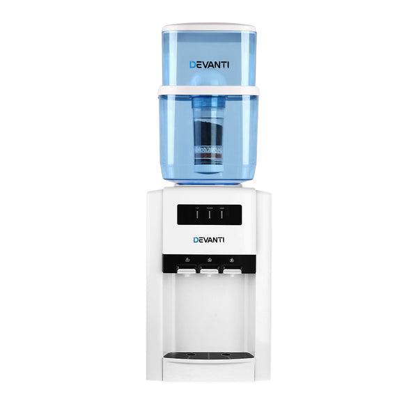 Devanti 22L Bench Top Water Cooler Dispenser Filter Purifier Hot Cold Room Temperature Three Taps